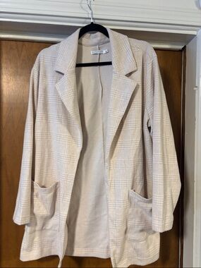 Dictionary Cream Plaid Relaxed Open Blazer